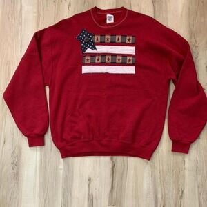 Vintage Y2K 2000s Jerzees Americana USA flag sweatshirt